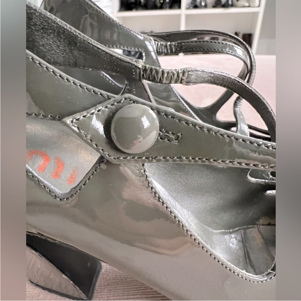 Rare! Vintage Miu Miu Prada Vernice Heels - color Gendarme (grey) - size 37 - Picture 7 of 9